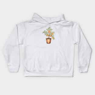 Orange tree in the pot Kids Hoodie